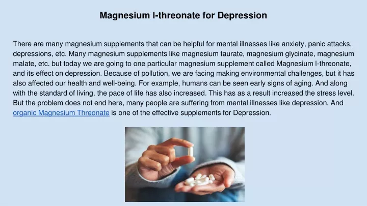 magnesium l threonate for depression