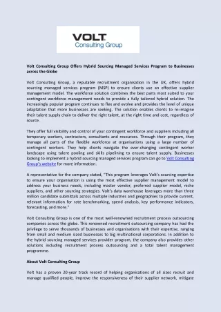 volt consulting group offers hybrid sourcing