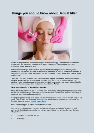 things you should know about dermal filler