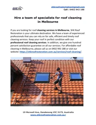 Hire a team of specialists for roof cleaning in Melbourne