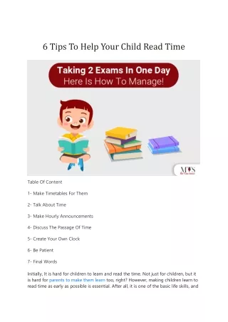 6 tips to help your child read time