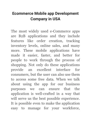 ecommerce mobile app development company in usa