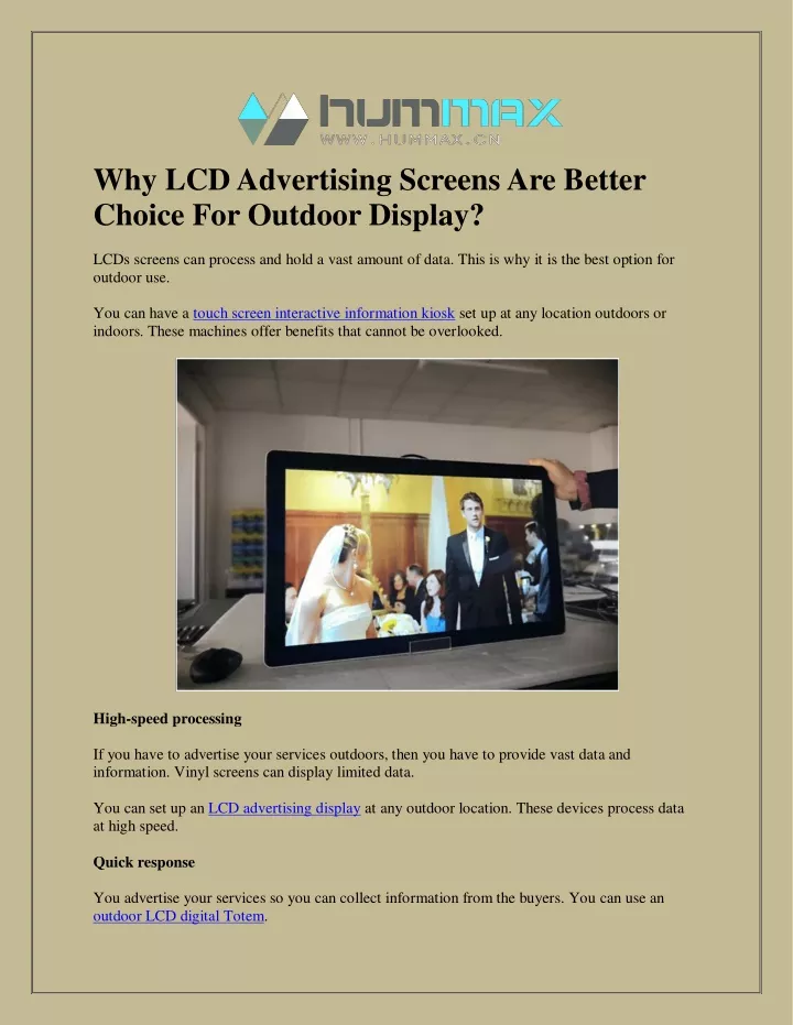 why lcd advertising screens are better choice