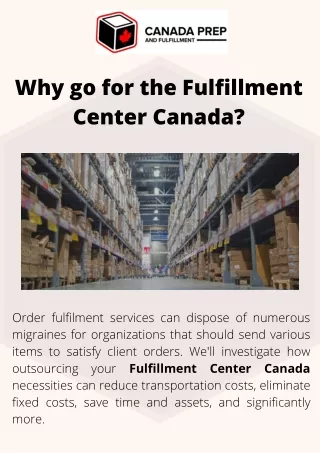 Why go for the Fulfillment Center Canada