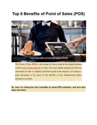 Top 6 Benefits of Point of Sales (POS)