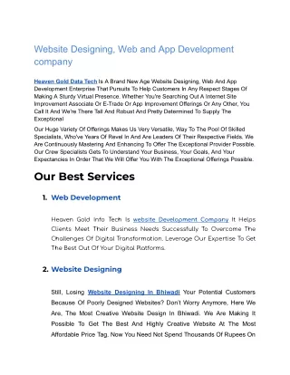Website Designing, Web and App Development company