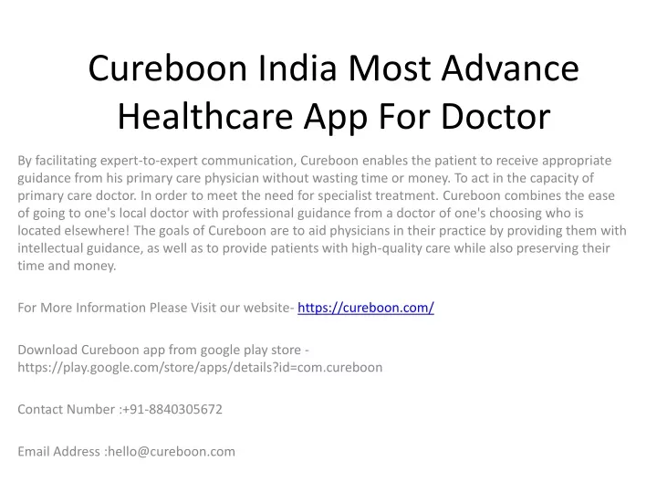 cureboon india most advance healthcare app for doctor