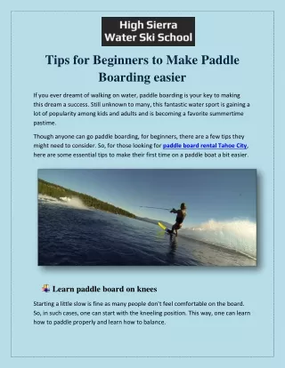 Tips for Beginners to Make Paddle Boarding easier