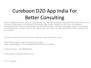 Cureboon D2D App India For Better Consulting