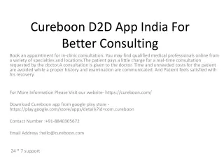 cureboon d2d app india for better consulting