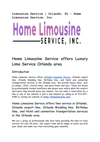 Limousine Service  Orlando, FL - Home Limousine Service, Inc