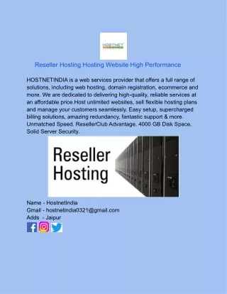 Reseller Hosting - Hosting Website - High Performance 