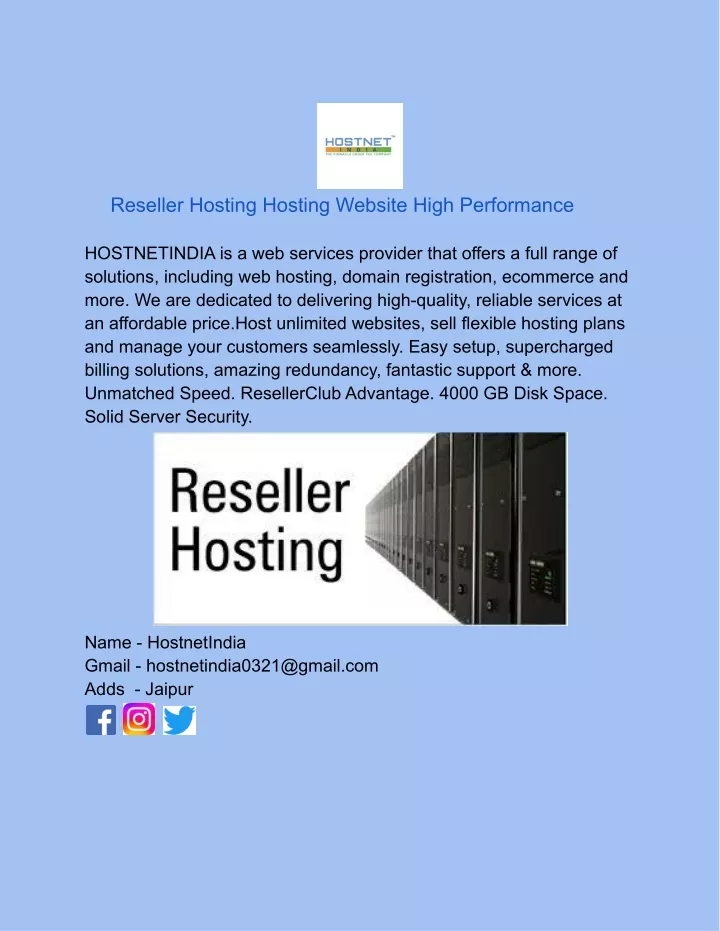 reseller hosting hosting website high performance