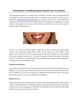 Petal Dental Providing Quality Dental Care To Patients