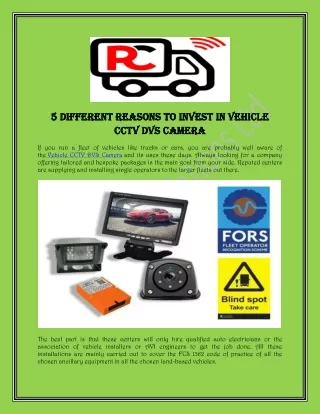 5 Different Reasons to Invest In Vehicle CCTV DVS Camera