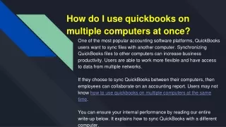 how do i use quickbooks on multiple computers at once