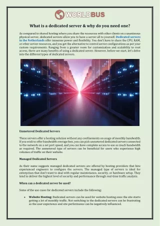 what is a dedicated server why do you need
