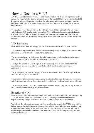 How to Decode a VIN