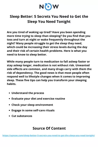 Sleep Better 5 Secrets You Need to Get the Sleep You Need Tonight