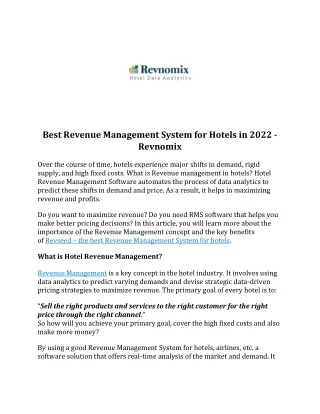 Top Revenue Management System for Hotels – Get Free Demo