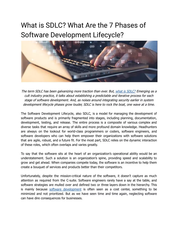 what is sdlc what are the 7 phases of software
