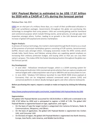 uav payload market is estimated