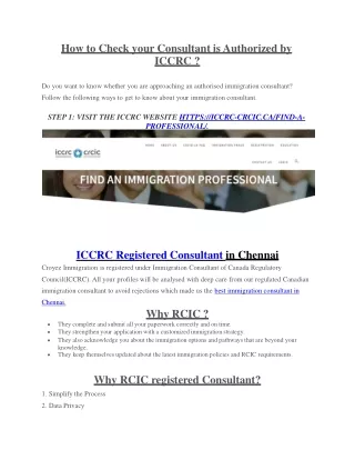 ICCRC: How to Check Authorised Consultant - Croyez Immigration
