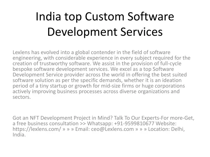 india top custom software development services