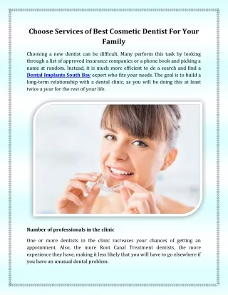 Choose Services of Best Cosmetic Dentist For Your Family