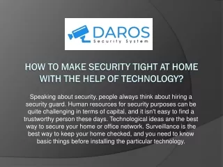 how to make security tight at home with the help of technology
