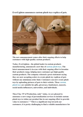 EverLighten announces custom plush toys replica of pets