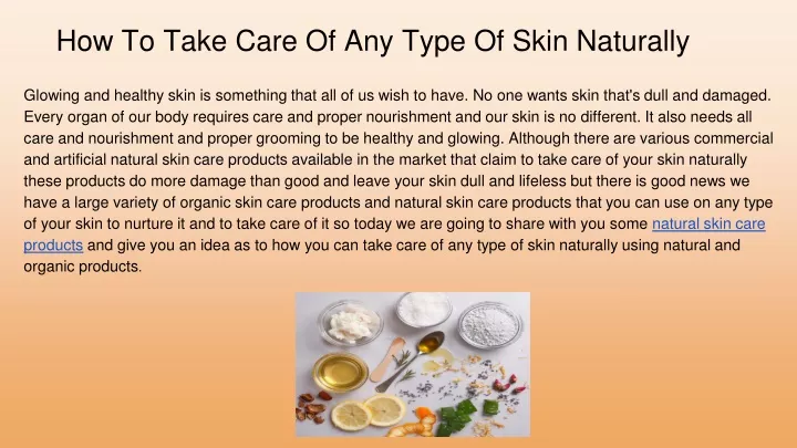 how to take care of any type of skin naturally