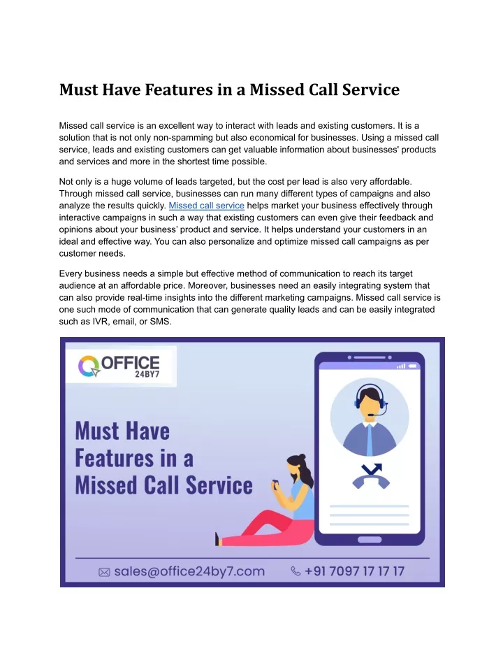 must have features in a missed call service