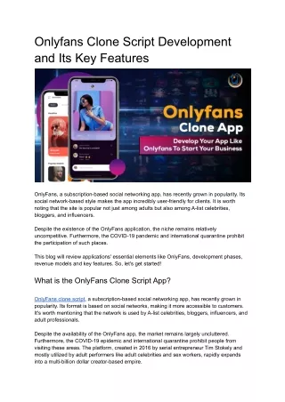 Onlyfans Clone Script Development and Its Key Features
