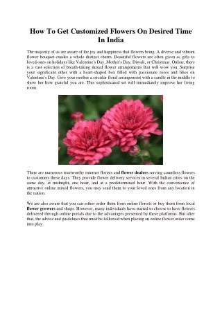 how to get customized flowers on desired time