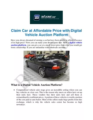 Digital Vehicle Auction Platform in Washington at BidACar
