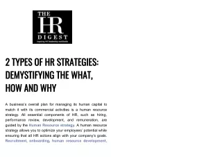 What does HR Strategy mean and what are its types?