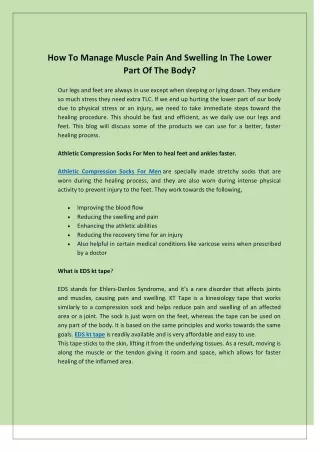 How To Manage Muscle Pain And Swelling In The Lower Part Of The Body