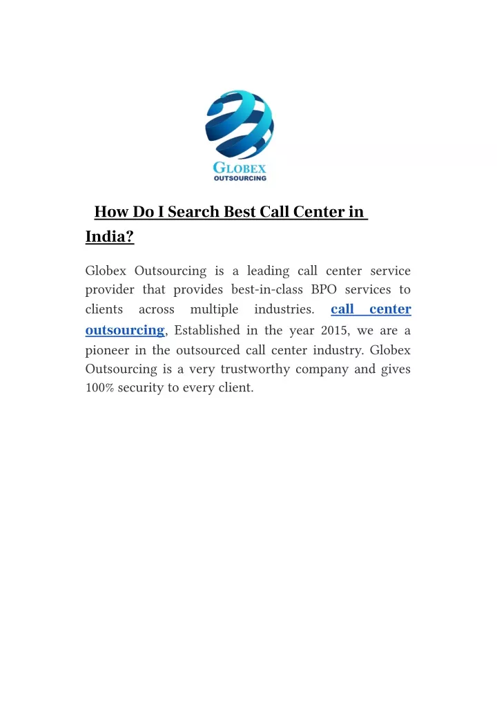 how do i search best call center in india