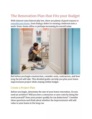 The renovation plan that fits your budget | Combit Construction