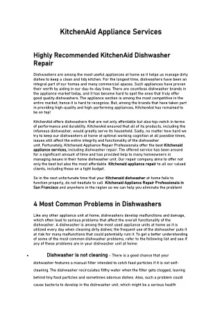 KitchenAid Appliance Services
