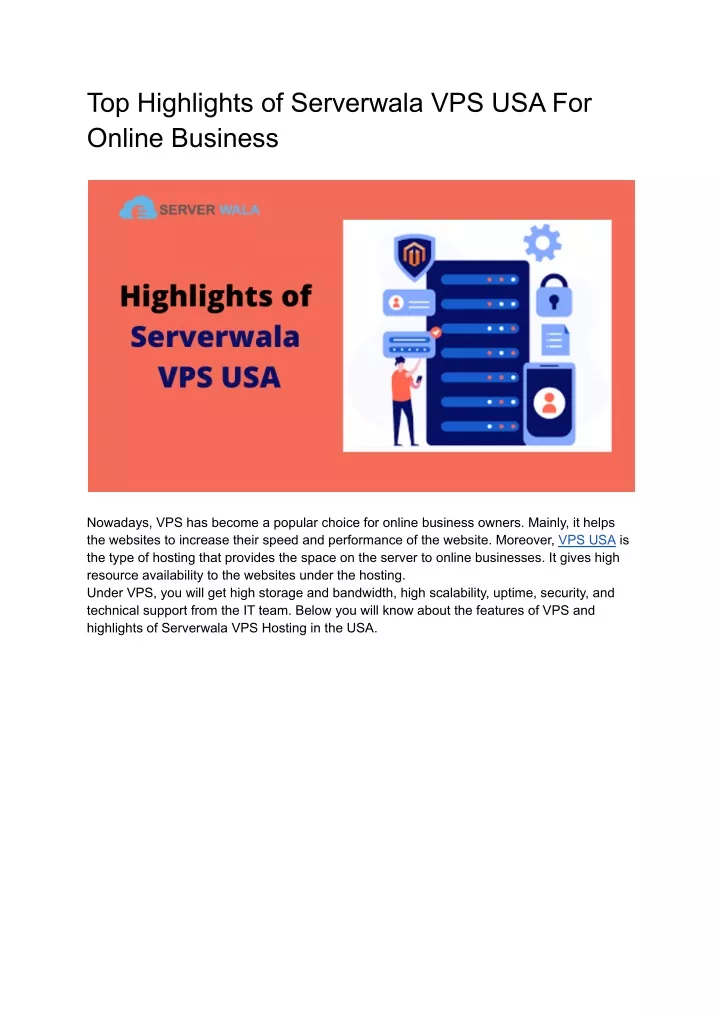 top highlights of serverwala vps usa for online