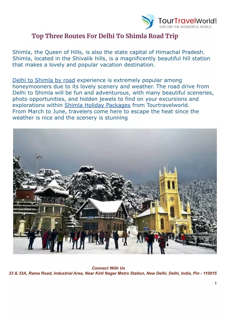 top three routes for delhi to shimla road trip