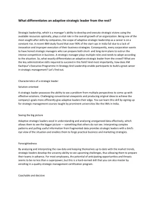 what differentiates an adaptive strategic leader