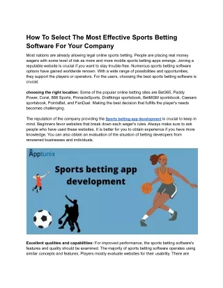 How To Select The Most Effective Sports Betting Software For Your Company