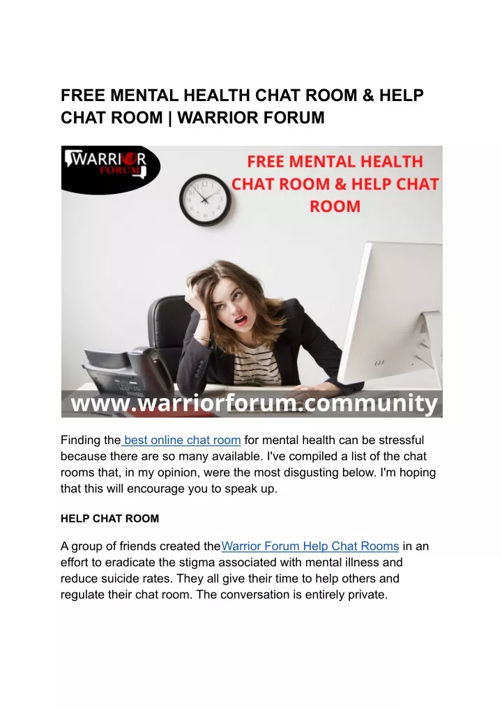 free mental health chat room help chat room