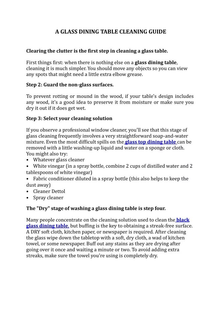 a glass dining table cleaning guide