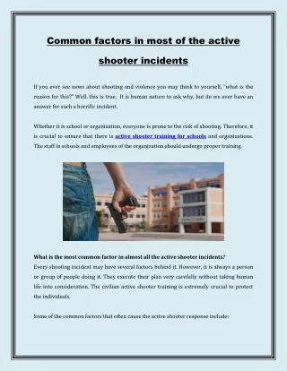 Common factors in most of the active shooter incidents