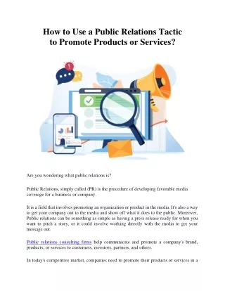 How to Use a Public Relations Tactic to Promote Products or Services