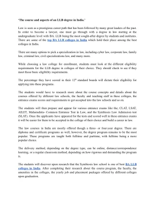 ‘The course and aspects of an LLB degree in India.’